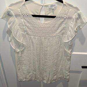 Luxology Cream Lace Blouse with Flutter Sleeves